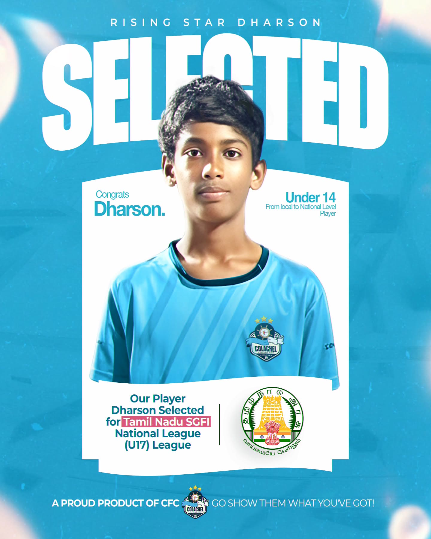 Dharsan representing Tamil Nadu